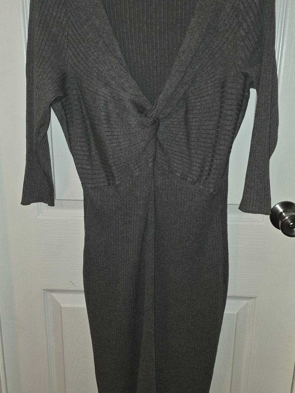 Lane Bryant Charcoal Ribbed Twist-Front Sweater Dress